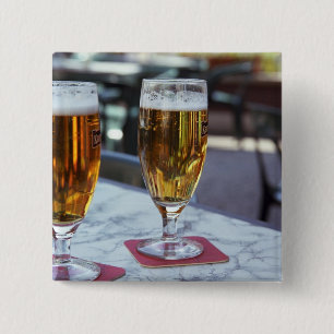Chablis; two cool beers at 42 degrees hot summer 15 cm square badge