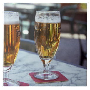 Chablis; two cool beers at 42 degrees hot summer tile