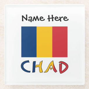 Chad and Chadian Flag Personalised Glass Coaster