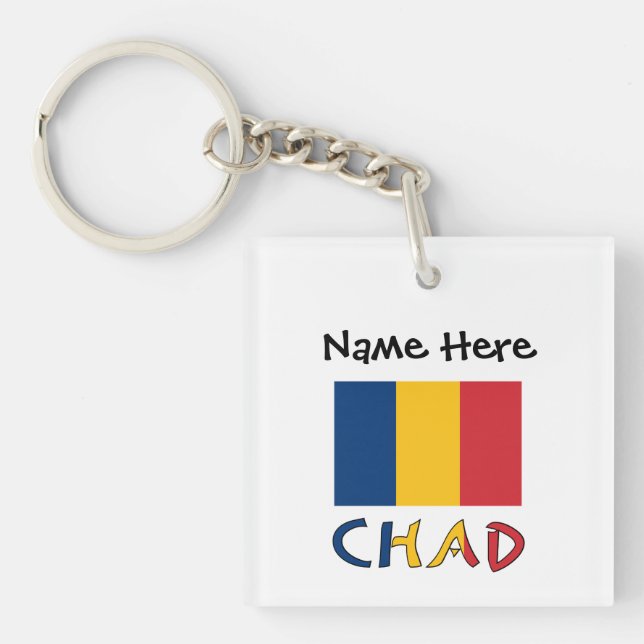 Chad and Chadian Flag Personalised  Key Ring (Front)