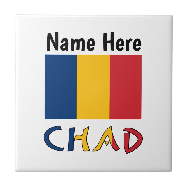 Chad and Chadian Flag Personalised  Tile (Front)