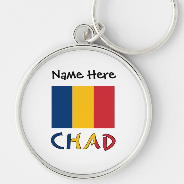 Chad and Chadian Flag with Your Name Key Ring (Front)