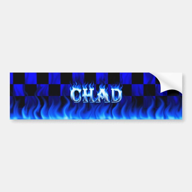 Chad blue fire and flames bumper sticker design (Front)