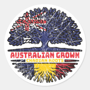 Chad Chadian Australian Australia Tree Roots Flag Classic Round Sticker