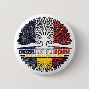 Chad Chadian French France Tree Roots Flag 6 Cm Round Badge