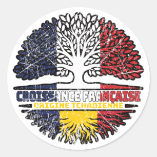 Chad Chadian  French France Tree Roots Flag Classic Round Sticker