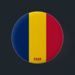 Chad Flag Charming Patriotic Button<br><div class="desc">Chad Flag Charming Patriotic Button with the Chad flag printed all over the button. Country name is subtly integrated in the design on the bottom. Text is fully customisable using "Customise it!" feature. This beautiful Chad Button is the stylish gift for any occasion. © 2022 CountriesOfTheWorld</div>