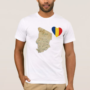 Chad Flag Heart and Map T-Shirt