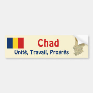 Chad Flag + Map Bumper Sticker