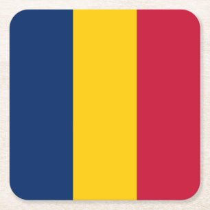 Chad Flag Square Paper Coaster