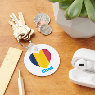 Chad Heart Flag  Key Ring