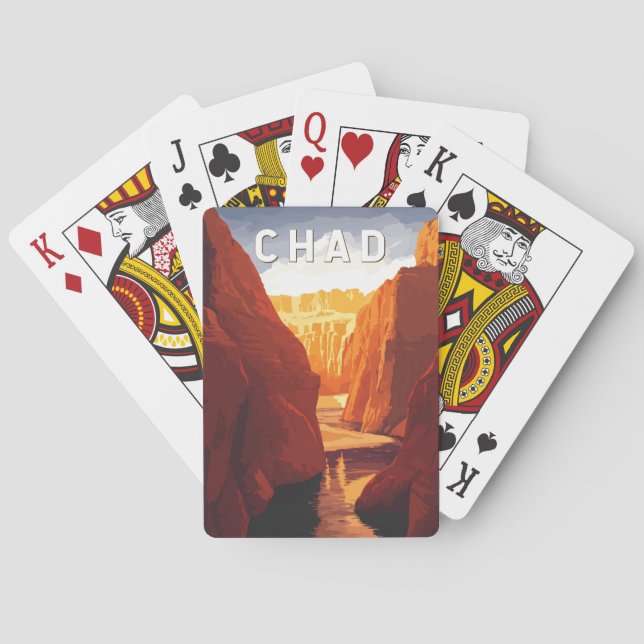 Chad Illustration Travel Art Vintage Playing Cards (Back)