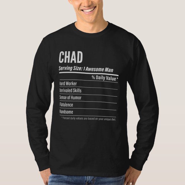 Chad Nutritional Facts Serving Size Calories T-Shirt (Front)