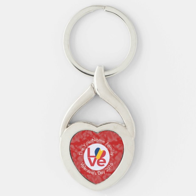 Chad Red LOVE Flag Personalised  Key Ring (Front)