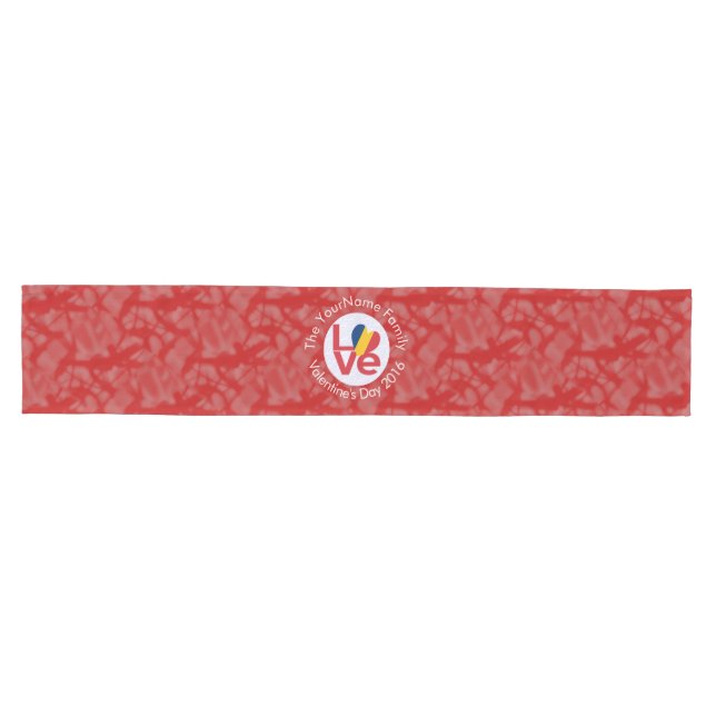Chad Red LOVE Flag Personalised  Medium Table Runner (Horizontal)