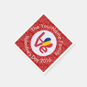 Chad Red LOVE Flag Personalised  Napkin