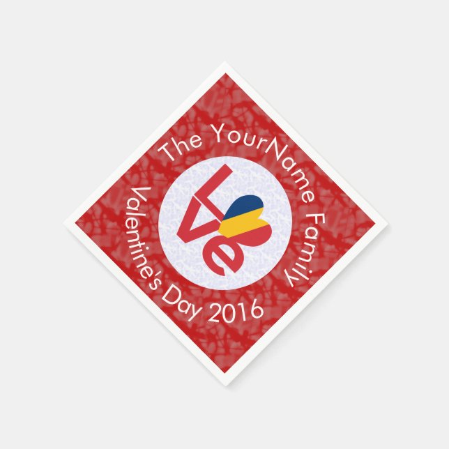 Chad Red LOVE Flag Personalised  Napkin (Corner)