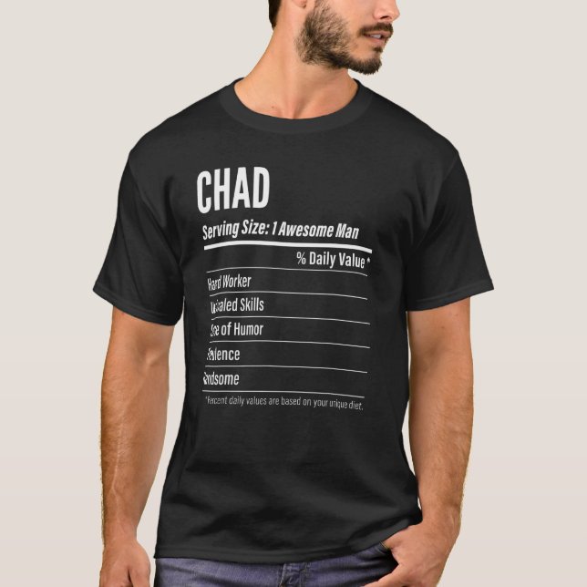 Chad Serving Size Nutrition Label Calories T-Shirt (Front)