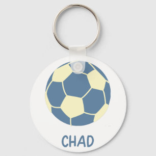 CHAD Soccer Ball with Blue and Yellow Stripes Real Key Ring