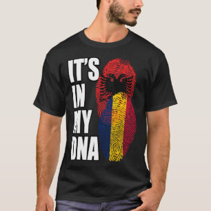 Chadian And Albanian Mix DNA Flag Heritage T-Shirt
