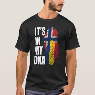 Chadian And Norwegian Mix DNA Flag Heritage Premiu T-Shirt