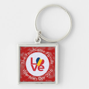 Chadian LOVE White on Red Key Ring