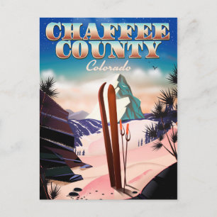 Chaffee County, Colorado ski poster. Postcard
