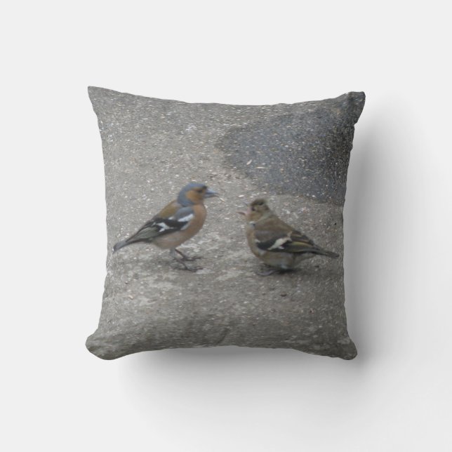 Chaffinch Feed Me Pillow (Front)
