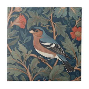 Chaffinch William Morris style Left facing Bird Tile