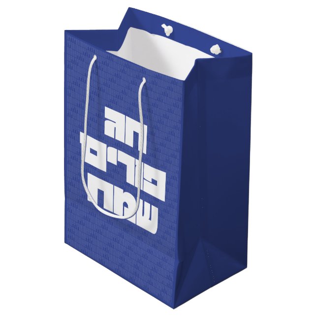 Chag Purim Sameach - Happy Purim! Mishloach Manot Medium Gift Bag (Front Angled)