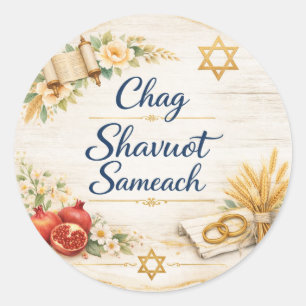 Chag Shavuot Sameach, Happy Shavuot Classic Round Sticker