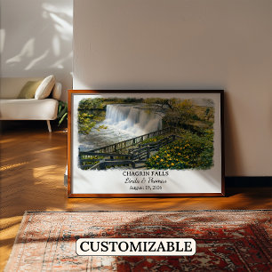 Chagrin Falls Ohio Poster, Watercolor, Custom Poster