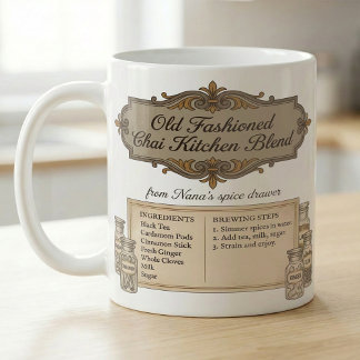 Chai Spice Blend Recipe Vintage Pantry Label Coffee Mug
