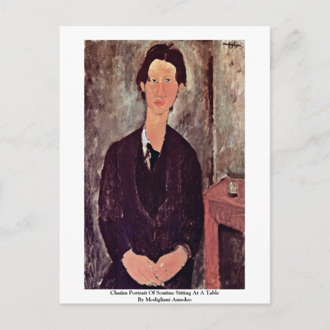 Chaiim Portrait Of Soutine Sitting At A Table Postcard (Front)