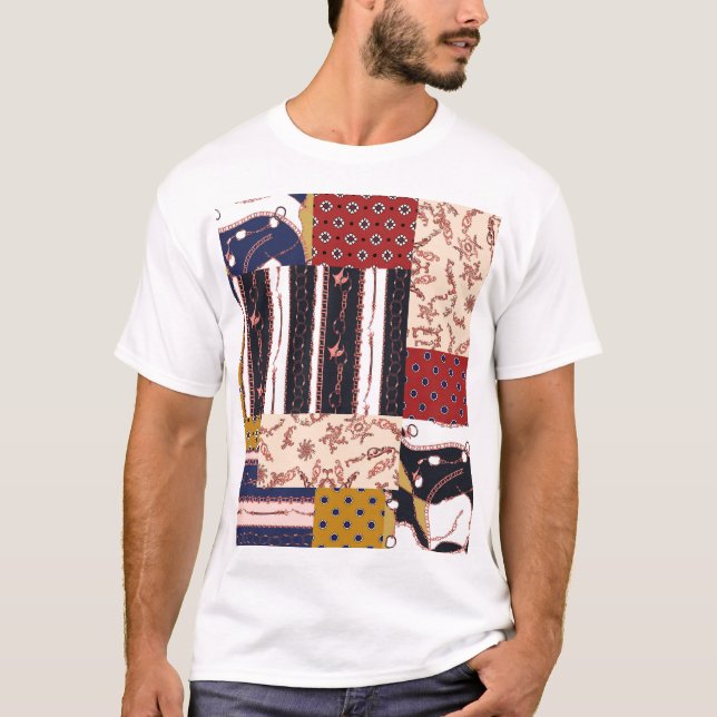 Chain Baroque Rope Geometric Pattern T-Shirt (Front)