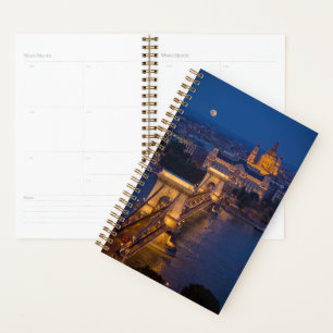 Chain Bridge and Full Moon at Night Planner