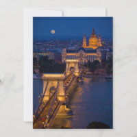 Chain Bridge and Full Moon at Night