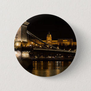 Chain Bridge with Buda Castle Hungary Budapest 6 Cm Round Badge