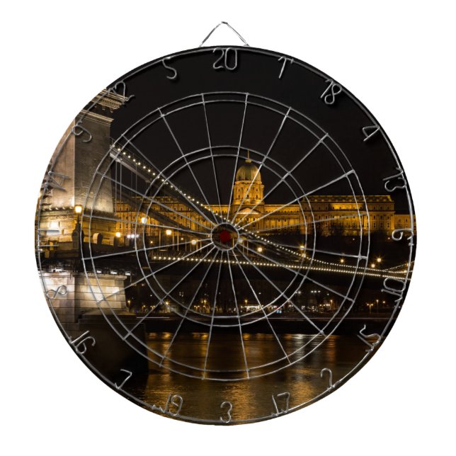 Chain Bridge with Buda Castle Hungary Budapest Dartboard (Front)