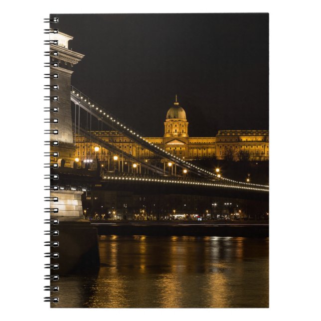 Chain Bridge with Buda Castle Hungary Budapest Spiral Notebook (Front)