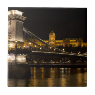 Chain Bridge with Buda Castle Hungary Budapest Tile
