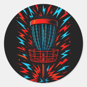 Chain Lightning - Disc Golf Vintage Sports  Classic Round Sticker