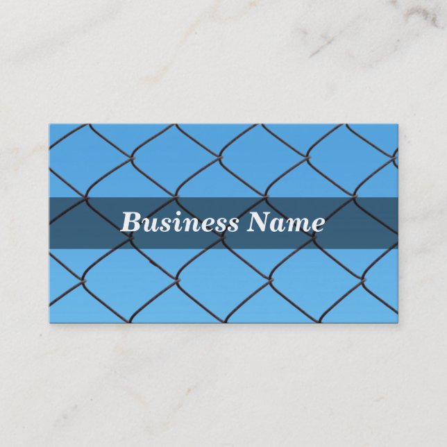 Chain Link Fence Against Clear Blue Sky Business Card (Front)