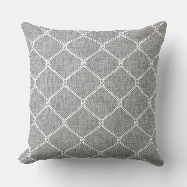 Chain Link Park – Urban Grey & White Skate Pattern Cushion (Front)