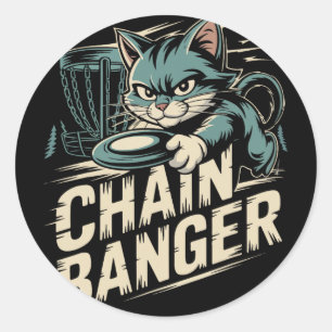 Chain Nger Disc Golf Cat Humour _1  Classic Round Sticker