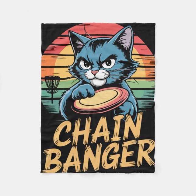 Chain Nger Disc Golf Cat Humour  Fleece Blanket (Front)