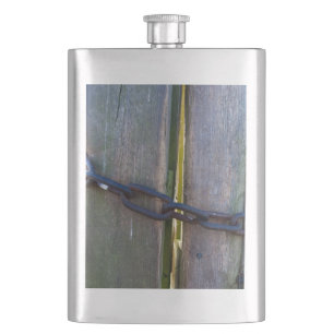 Chain on wood hip flask