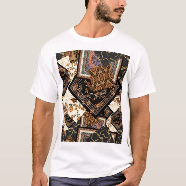 Chain, paisley, flowers: vintage patchwork. T-Shirt (Front)