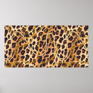 Chain seamless pattern. Animal print. Baroque tren Poster