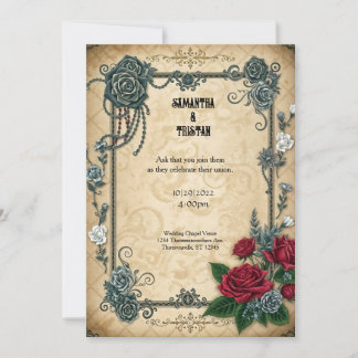 Chained Roses Goth Fantasy Wedding Invitation